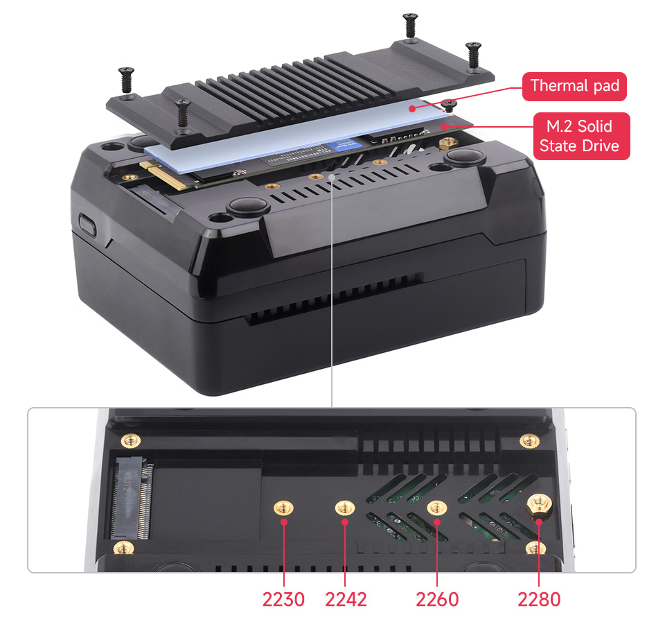 Корпус Waveshare PI5-CASE-ARGON-NEO-M.2 для Raspberry Pi 5 черный