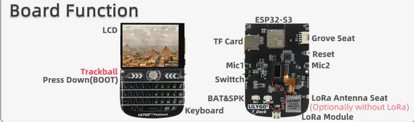 Модуль LoRa LILYGO TTGO T-Deck 868 МГц, черный, ESP32-S3, IPS 2.8