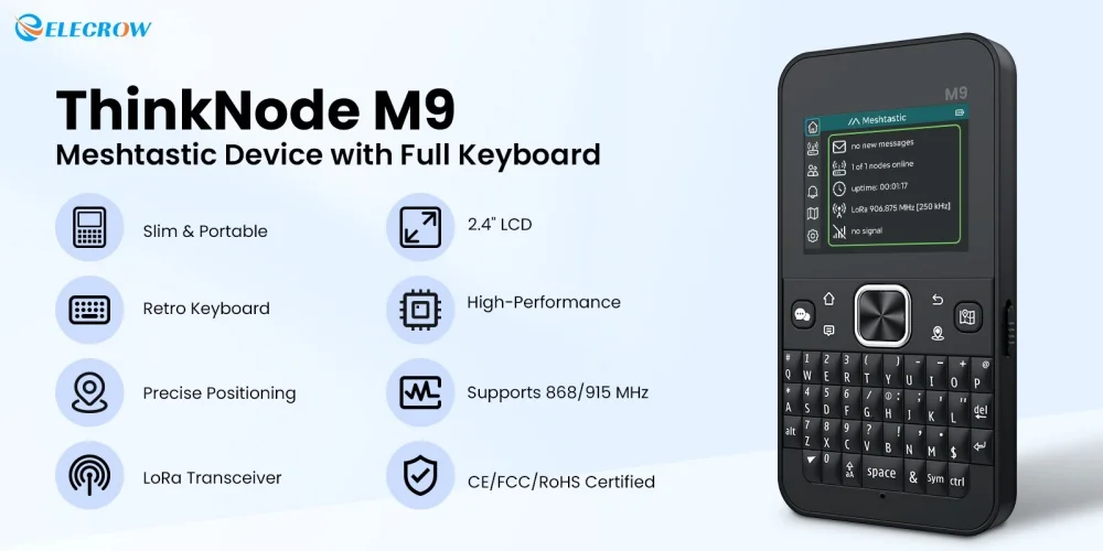 Радиосистема ThinkNode M9 Meshtastic LoRa EU868 с экраном 2,4 и QWERTY