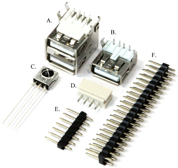 A set of connectors for the computer Odroid-C0