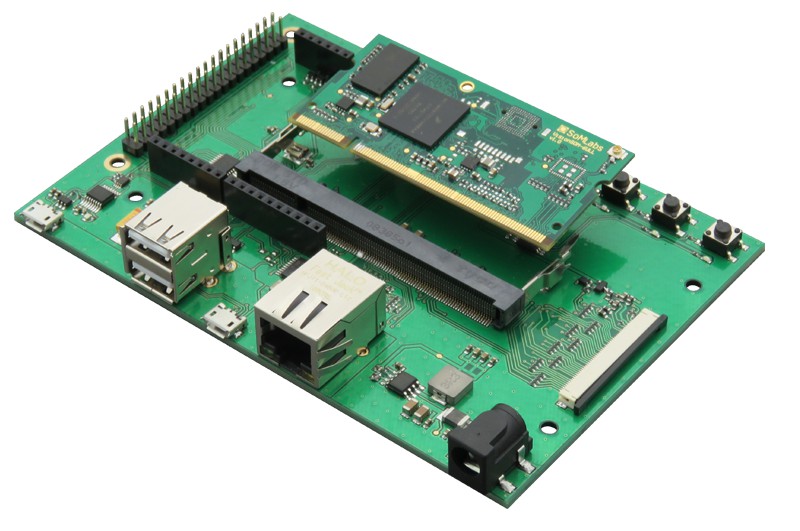 The VisionCB base board with the VisionSOM module
